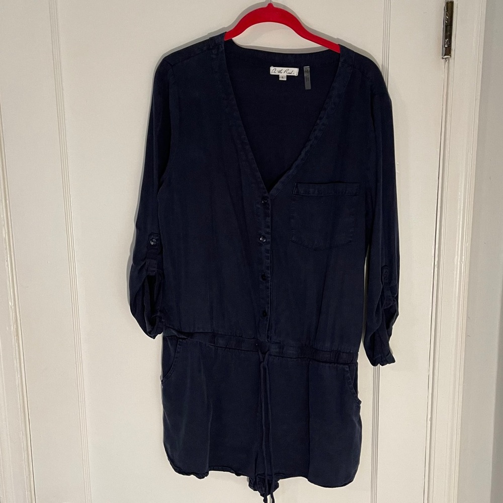 Blue Long Sleeve Romper “Off the Road”